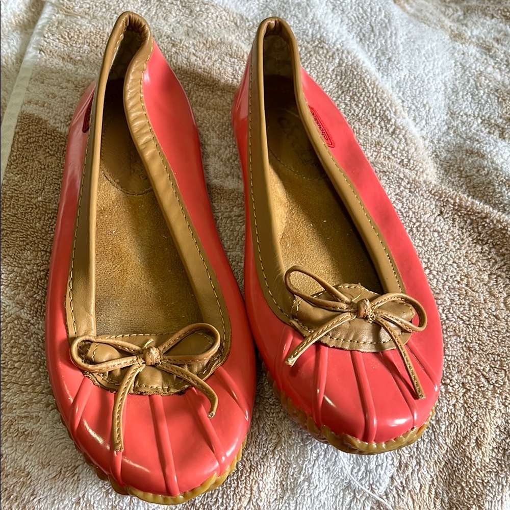 Chooka Pink and Tan Winter Rain Boots with Bow